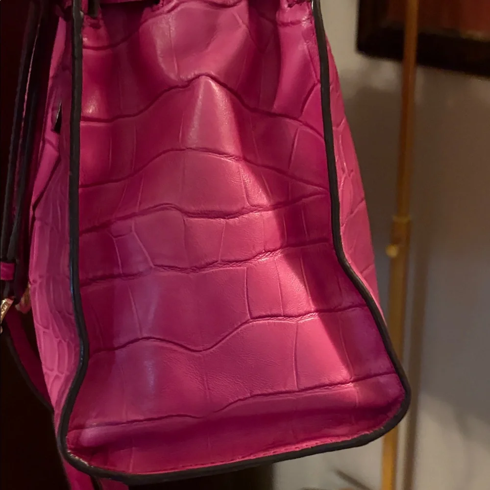 Michael Kors Dillon Fuchsia Crocodile-Embossed Satchel - Picture 8 of 13